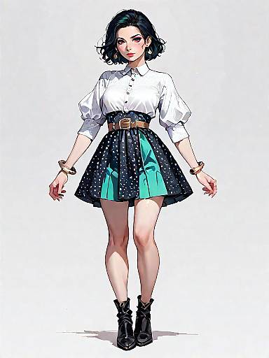 Stylish Preppy Woman in Comic Art