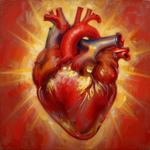 Radiant Abstract Heart Painting