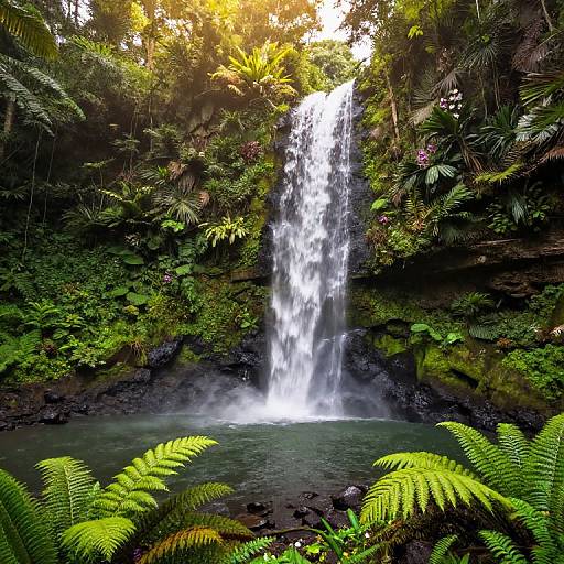Kauai Waterfall in Lush Jungle