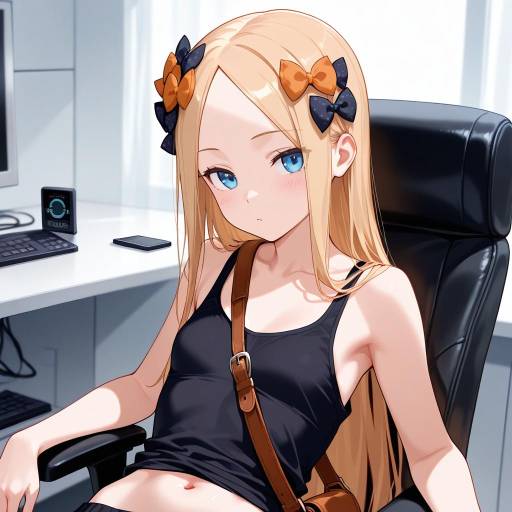 Relaxed Abigail Williams in Swivel Chair