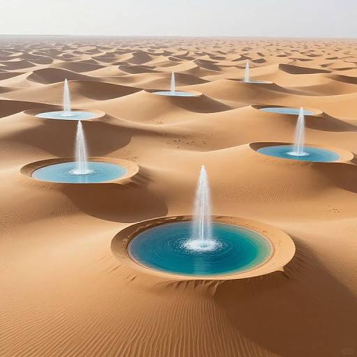 Surreal Desert with Floating Lakes