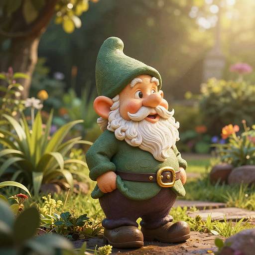 Charming Gnome in Botanical Garden
