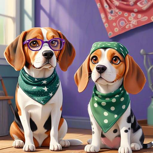 Whimsical Beagle and Cat Friendship
