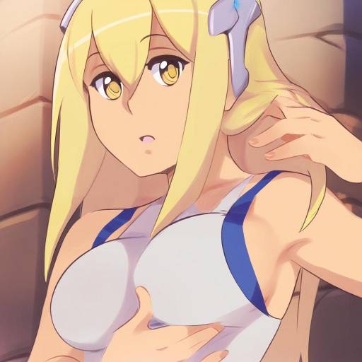 Illustration of Aiz wallenstein, dungeon ni deai wo motomeru no wa machigatteiru darou ka in the style of Squeezable (squeezabledraws)