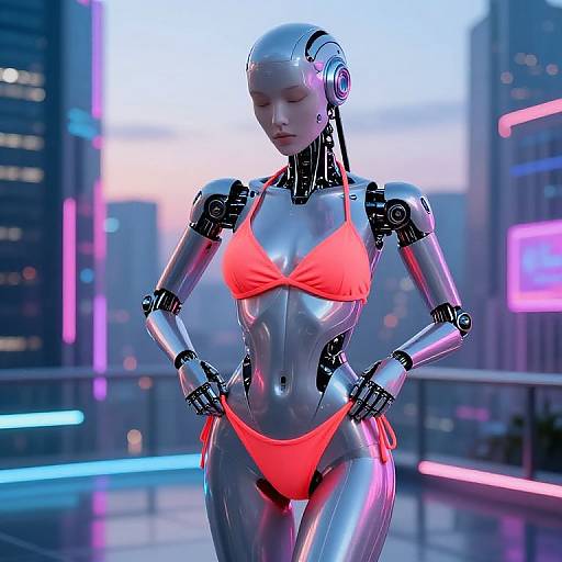 Futuristic AI Removing Bikini Cyberpunk