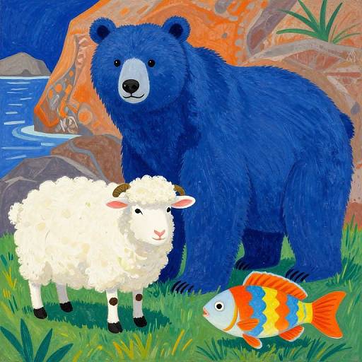 Vibrant Animal Illustration in Mackintosh Style