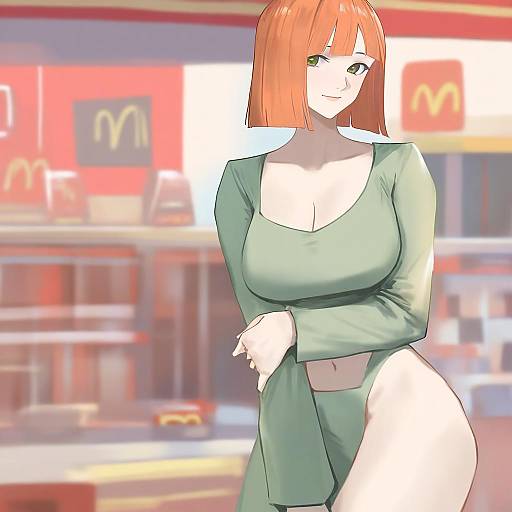Illustration of Mother (yoru mac), mcdonald's in the style of Yepnean