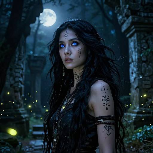 Mystical Native American Sorceress Portrait