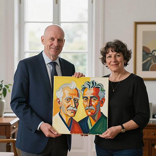 Indoor Portrait with Abstract Art Display