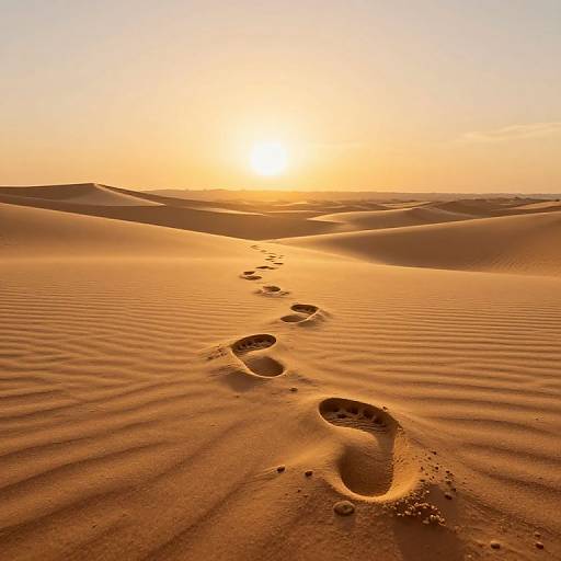 3D Desert Sunset with Shifting Footprints