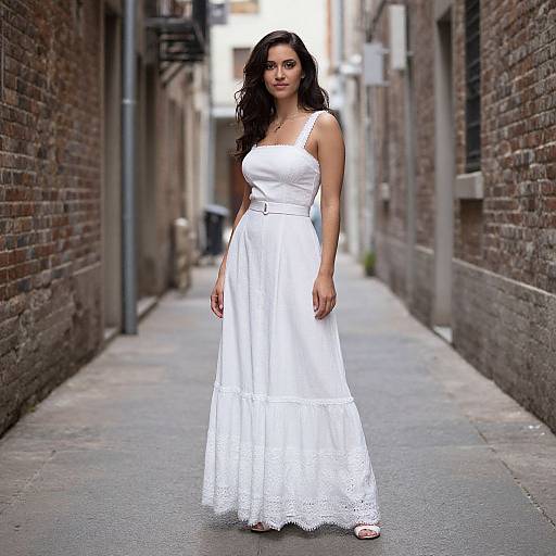 Maria in White Dress Alleyway
