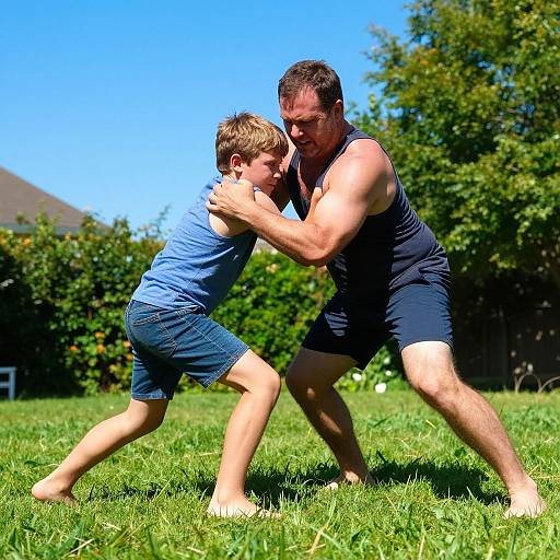 Father and Son Backyard Wrestling