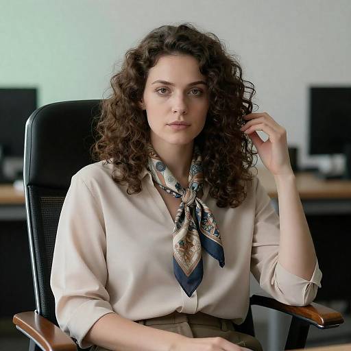 Professional Woman Sitting in Office Chair
