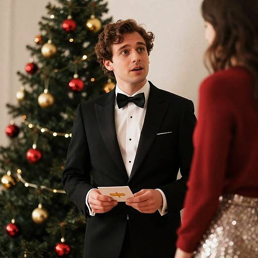 Elegant Christmas Moment: Man and Woman