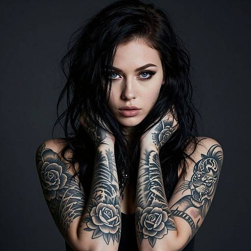 Edgy Portrait of Tattooed Woman