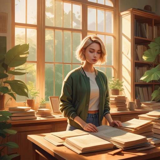 Young Woman Studying in Cozy Library