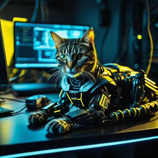 Cinematic Robot Cat in Cyberpunk Studio Cinematic Robot Cat in Cyberpunk Studio
