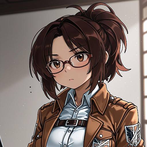 Illustration of Hange zoe, shingeki no kyojin in the style of Zanamaoria