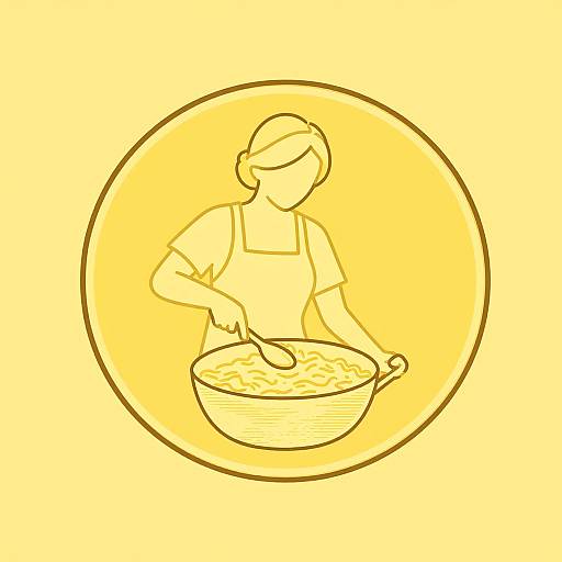 Wireframe Lady Cooking Mie Logo