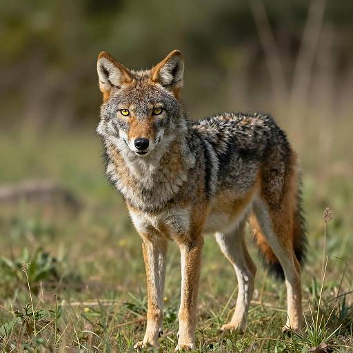 Coyote Portrait in Grassy Landscape