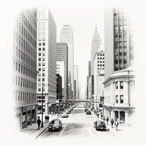 Dynamic Pencil Sketch of Cityscape