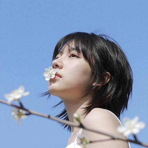 Realistic Girl Under Clear Blue Sky