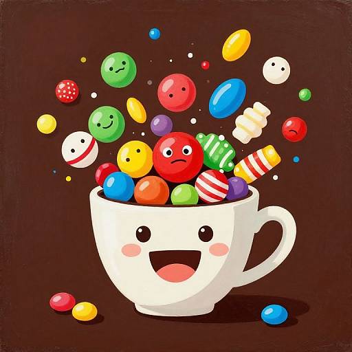 Whimsical Talking Coffee Cup with Candies