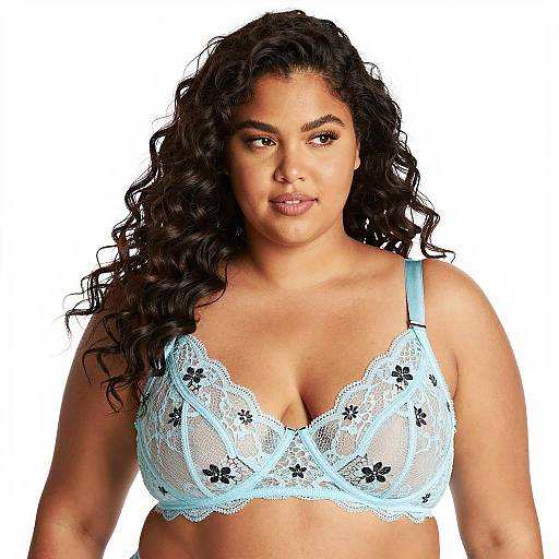 Confident Curvy Woman in Lace Bra