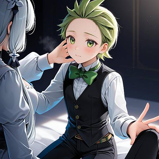 Illustration of Cilan (pokemon), pokemon in the style of Yunamaro