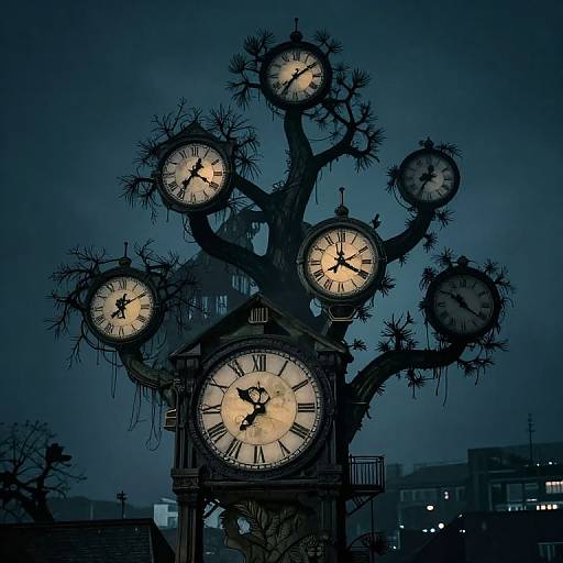 Fractal Clock Tower with Time Spirits