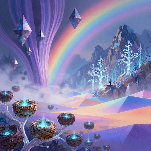 Surreal Dreamscape with Floating Pyramids