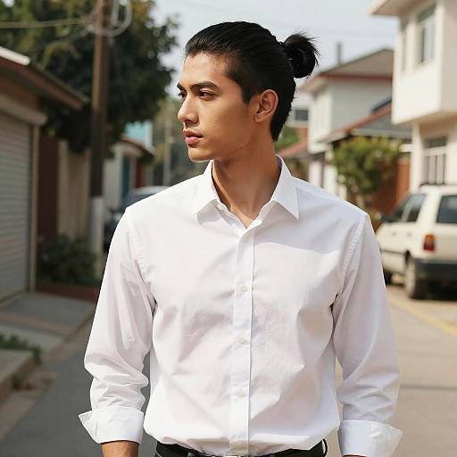 Male Model High Ponytail Fashion Shot