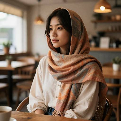 Bohemian Woman in Earthy Headscarf