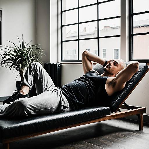 Relaxed Man on Chaise Lounge Scene
