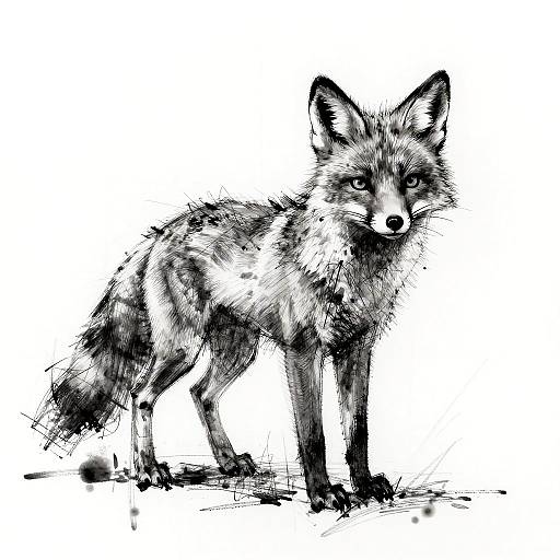 Charcoal Sketch of a Fox