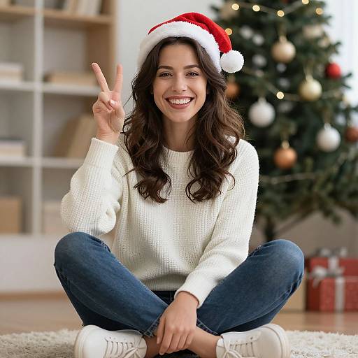 Happy Woman Showing Victory Sign