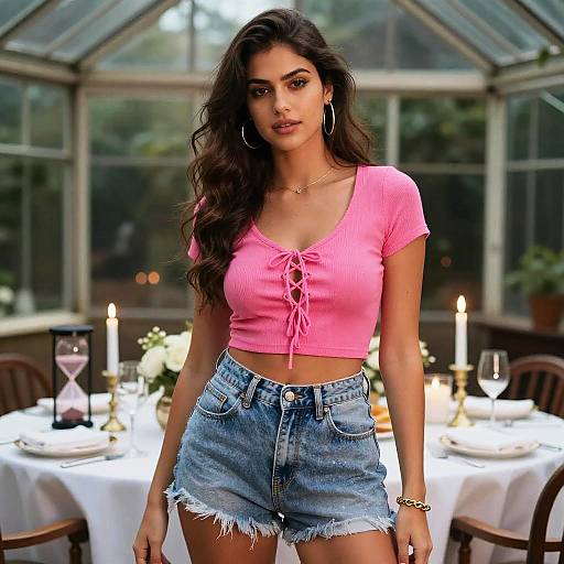 Chic Hourglass Woman in Hot Pink