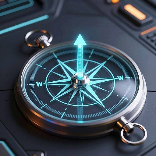 Futuristic Holographic Compass Close-Up