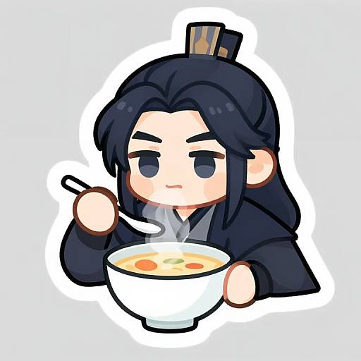 Cartoon Rhysand Eating Soup Sticker