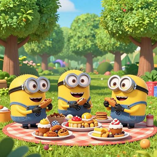 Minions Enjoying Vibrant Outdoor Picnic
