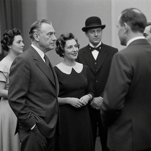 Vintage black and white social gathering