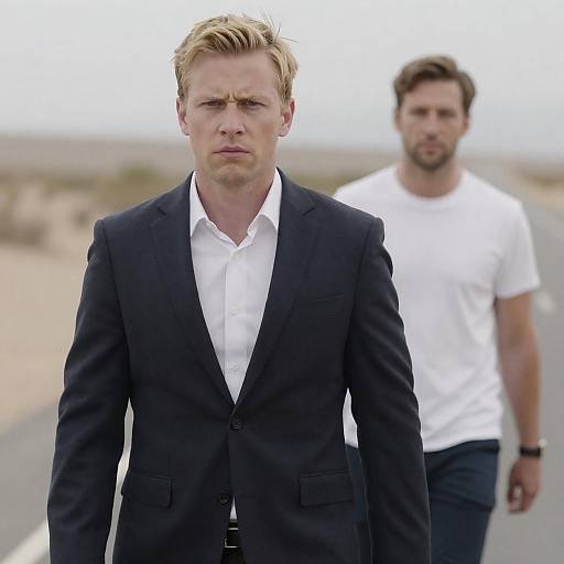 Two Men Walking in a Dry Landscape