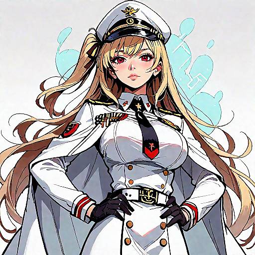 Blonde Heterochromia Military Pinup Portrait