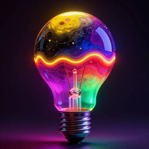 Neon Planet Lightbulb Art