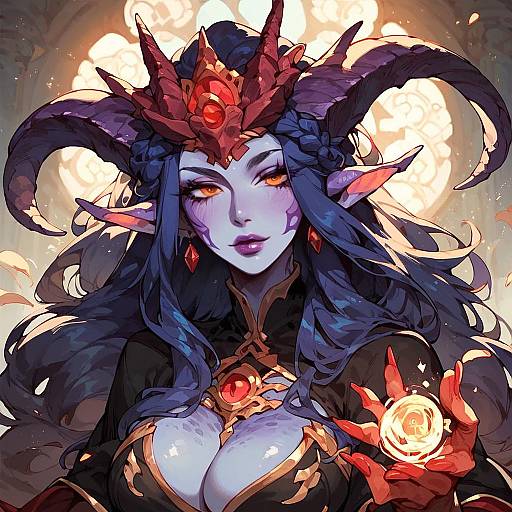 Scaled Monster Girl Wizard Casting Spell