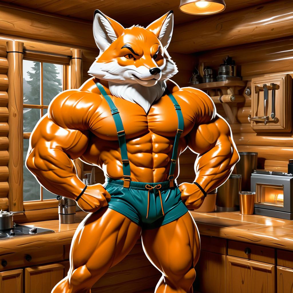 Buff Fox in Cozy Cabin Illustration