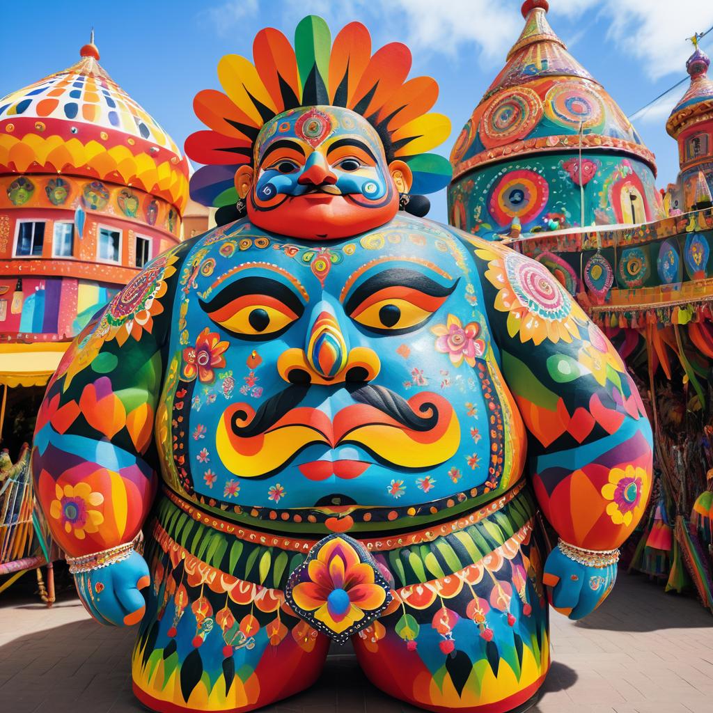 Whimsical Giant in a Vibrant Carnival