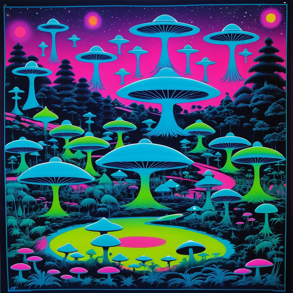 Psychedelic 70s Alien Dance Party Poster