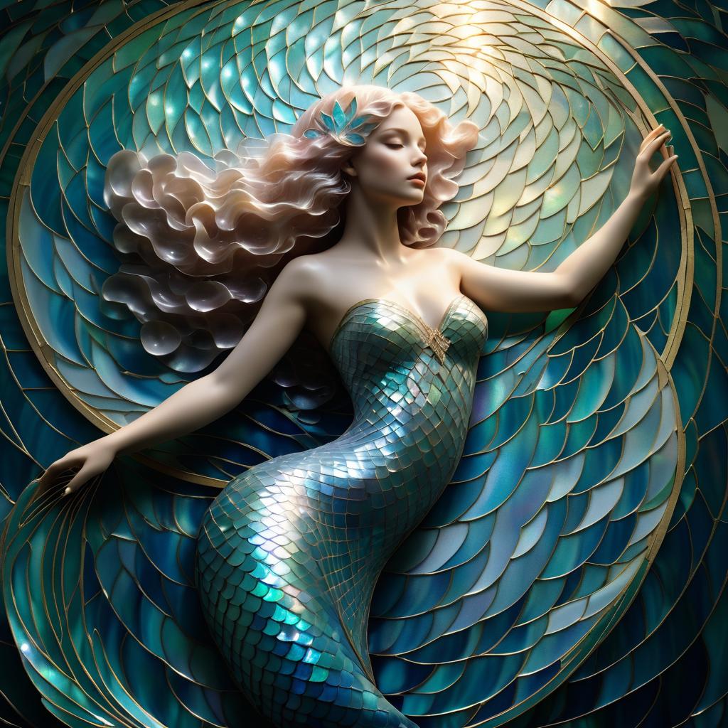 Ethereal Mermaid in Art Nouveau Style