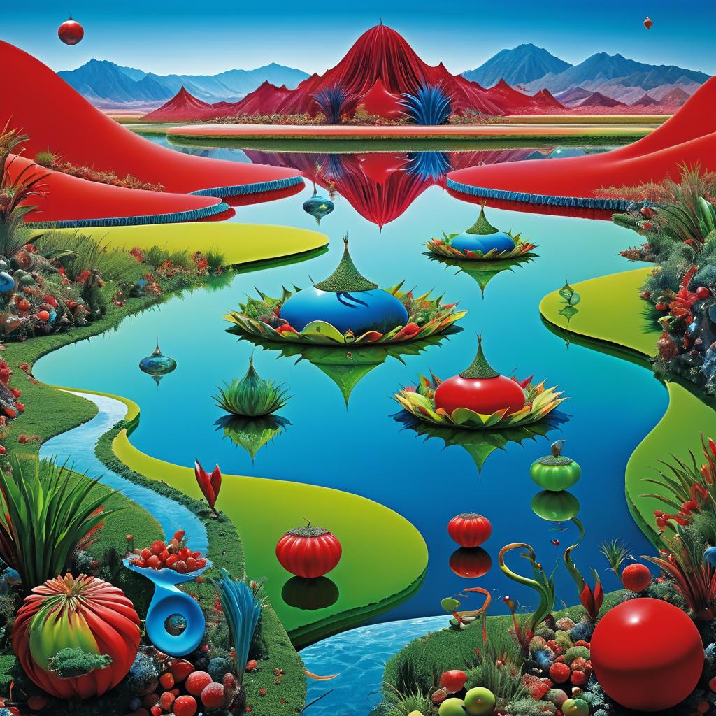 Surreal Wetland Landscape with Dreamlike Creatures